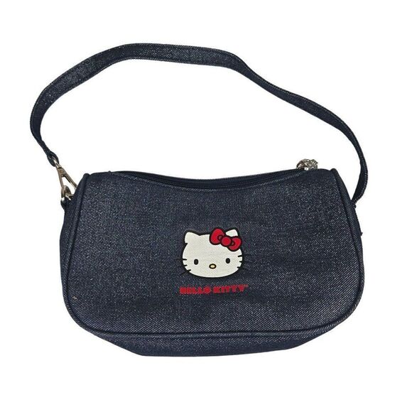 Hello Kitty Denim Jean Shoulder Bag Purse Blue Sparkly - Picture 1 of 5
